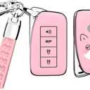 ACEBOY for Lexus Key Fob Cover with Metal Leather Keychain, Soft TPU Case Compatible with GS GS-F ES IS IS-F RC RC-F NX LX570 RX350 RX450h (Pink,4 Buttons)