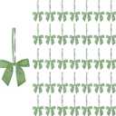Meseey 50pcs 3 Inch Stretch Elastic Loops with Pre-Tied 2.5 Inch Sage Green Ribbon Bows for Gift Wrapping, Gift Boxes, Baskets, Crafts, and Christmas Decor