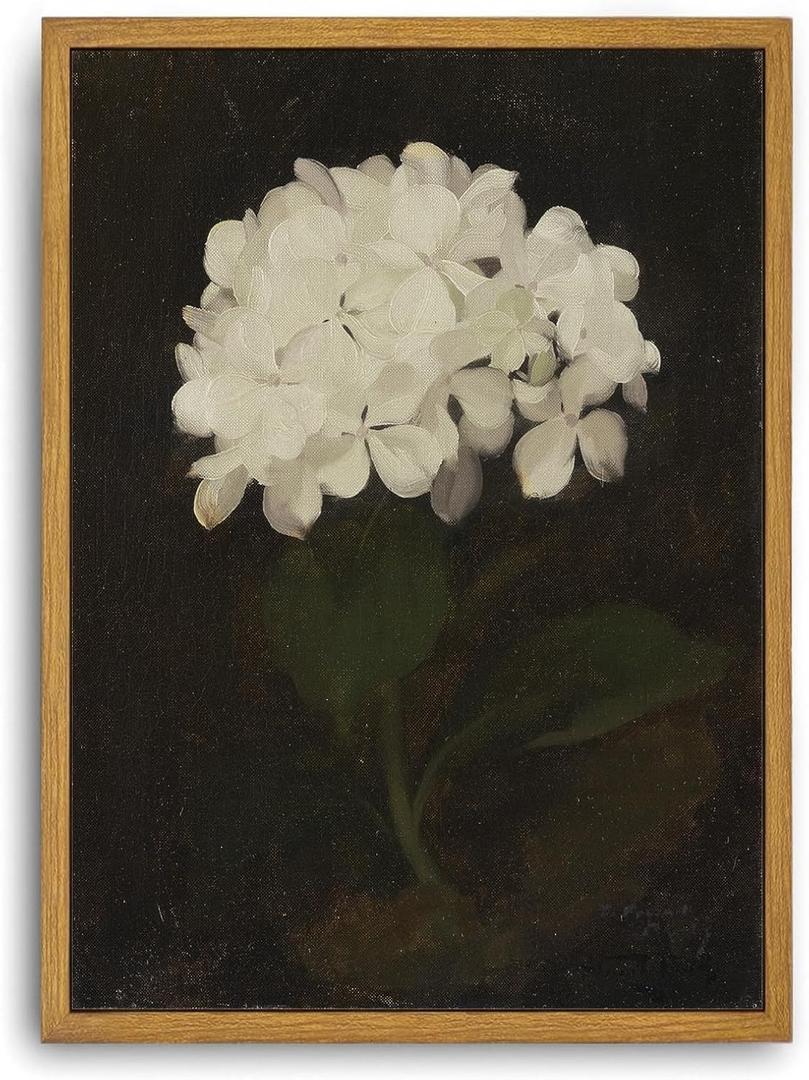 Djmwtb Framed Wall Art Vintage Wall Decor Hydrangea Canvas Art Floral Pictures Botanical Paintings Dark Prints Moody Artwork for Bedroom Living Room
