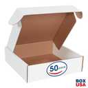 Box USA 14" Deluxe Shipping Boxes 14"L x 14"W x 4"H, 50-Pack - White Box Mailers for Packaging, Storage, Gifts or Bulk Business Orders