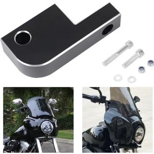 AUFER Black Aluminum Motorcycle Headlight Extension Mounting Block Compatible With For Dyna 39-49mm Fork T-Sport Wide Glide Street Bob FXDL FXDF FXDB FXDWG Headlamp Relocation Bracket Kit
