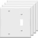 ENERLITES Combination Toggle Switch/Blank Device Wall Plate, Standard Size, 2-Gang 4.5" x 4.57 Light Switch Cover, Polycarbonate Thermoplastic, UL Listed, 880111-W, White, 4 Pack