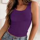 Zeagoo Women's Double Lined Square Neck Tank Top Sleeveless Basic Crop Tops Trendy Going Out Tops (Purple, S)