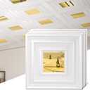 12 Pack PVC Ceiling Tiles 19.7"x19.7" – Silver Mirror & Wood Grain 3D Wall Panels for Wall and Ceiling Decoration,Cover 32.3 Sq.Ft – Waterproof,Lightweigh(White and gold mirror)