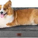 EHEYCIGA Large Dog Bed Memory Foam for Crate, Orthopedic Dog Bed Large Size Dogs with Washable Removable Cover, Waterproof Pet Sofa Couch with Nonskid Bottom, 35x22x6, Dark Grey