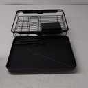 Kitsure Dish Drying Rack for Kitchen Counter, Stainless Steel Sink Organization and Storage Essentials with Cutlery Holder, Home and Appartment Decor, 12.2''W x 15.7''~23''L, Black