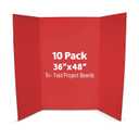 Flipside Products 36” x 48” Project Boards for Presentations, Science Fair, School Projects, Event Displays and Trifold Picture Board, Proudly Made in USA - Red - 10 Pack