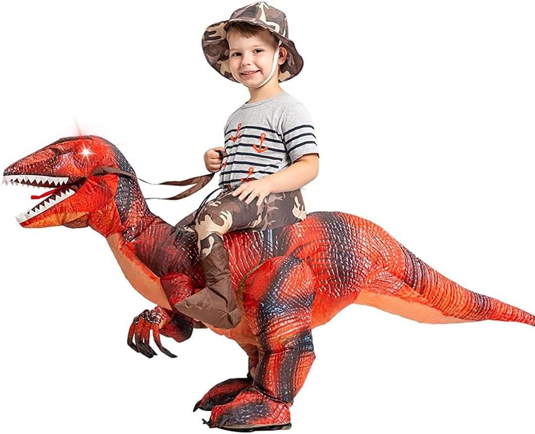 GOOSH Inflatable Dinosaur Costume for Kids Halloween Costumes Boys Girls Funny Blow up Costume for Halloween Party Cosplay (7-10Yrs)