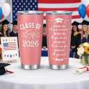 Class of 2026 Graduation Tumbler Pink 20oz with Lid, Senior 2026 Cup for Daughter Sister Best Friend, Stainless Steel Insulated Coffee Cup, 1 Pack