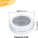 uxcell 2 Oz Tin Cans, 12 Pcs Aluminum Round Tins, Travel Sized Small Metal Tins Cosmetic Sample Containers with Clear Lid for Lotion Bars Beard Balms Candles, White
