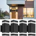 LED Outdoor Wall Light, 4 Pack Square Up and Down Exterior Lighting Fixture Wall Mount, Modern Aluminum Porch Light Waterproof Outside Lights for House