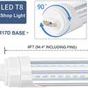 R17D LED Bulb Light 8FT, 90W T8 LED Tubes, 10000LM, Clean Cover, HO Rotatable End 8FEET 2 Pin Shop Light, 6000K, T8 T10 T12 Fluorescent Light Replacement, Ballast Bypass,Dual-End Powered (6-Pack)