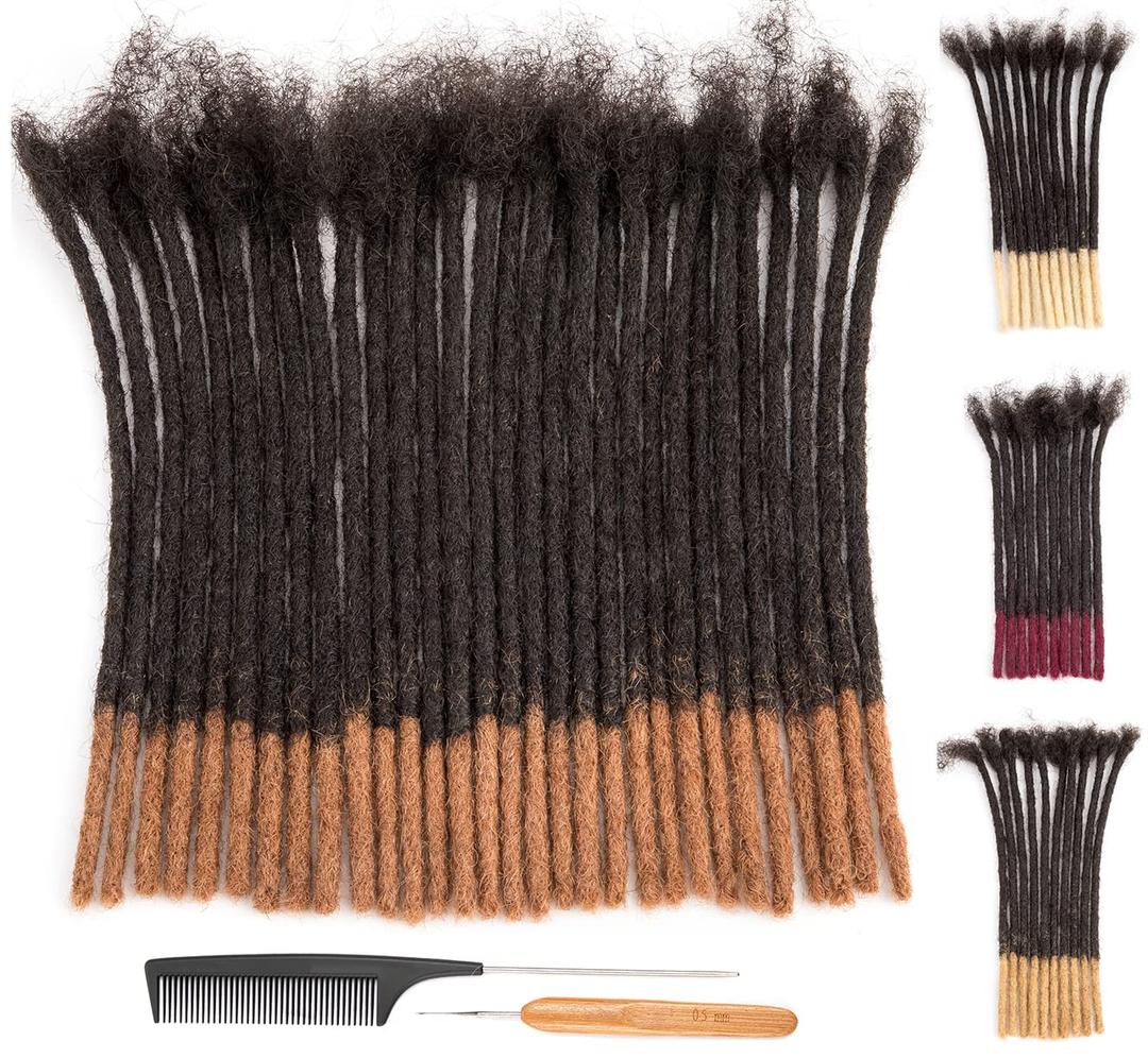 DAIXI 0.6cm Thickness 8 Inch 30 Strands #T1B/30 Brown Tips Ombre Color 100% Real Human Hair Dreadlock Extensions for Man/Women Full Head Handmade Permanent loc Extensions Bundles Can Be Dyed Bleached DAIXI 0.6cm Thickness 8 Inch 30 Strands #T1B/30 Brown Tips Ombre Color 100% Real Human Hair Dreadlock Extensions for Man/Women Full Head Handmade Permanent loc Extensions Bundles Can Be Dyed Bleached