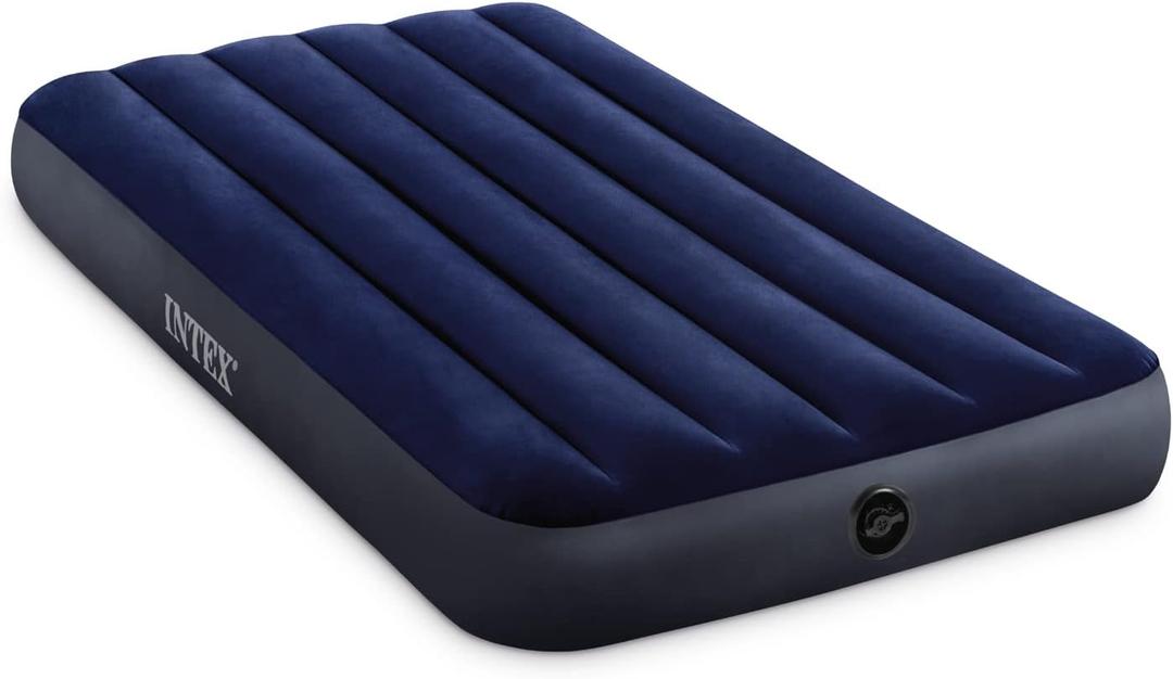 Intex 64757E Dura-Beam Standard Downy Air Mattress: Fiber-Tech - Twin Size - 10in Bed Height - 300lb Weight Capacity - Pump Sold Separately (Twin)