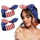2 Pack Veterans Day Bandanas USA American Flag Patriotic Headbands Red Blue and White Stars and Stripes Bandana Hair Accessories for Women Men Labor Patriot Independence Day