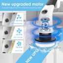 Electric Spin Scrubber, Cordless Cleaning Brush with 180 Min Runtime, 3-Speed, 7 Replaceable Brush Heads & Long Detachable Handle, LCD Display (RPM/Torque/Battery), for Bathroom, Kitchen, Tile