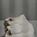 vctops Fur Pom Pom Knit Throw Blanket Super Soft Warm Cozy Cable Knitted Blanket for Sofa and Couch 51 x 63 Inch Beige Apricot