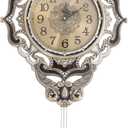 JOMCYDM Retro Decorative Wall Clock Antique Wall Clock with Swinging Pendulum Classic European Style Large Metal Silent Clocks for Home, Living Room, Bedroom