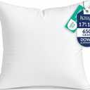 ROYALE LINENS 17 x 17 Pillow Insert - Down Alternative Throw Pillows Insert - Square Pillow Pack of 2 White - Bed & Couch Pillows - Inner Cushion for Bed, Cushion for Living Room - Shams Stuffer
