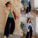 Xiaoxuemeng Womens Baggy Wide Leg Pants Casual Elastic Waisted Palazzo Harem Pants with Pockets, Size XL