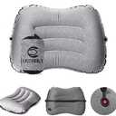 Crisonky Camping Pillow - Inflatable Pillow - Travel Pillows for Backpacking & Airplane, Lumbar Support 2.0 Blow Up Pillow, Ultralight Compressible, Comfortable, Ergonomic Pillows (Light Grey)