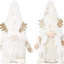 DN DECONATION 7.48" Plush Gnome Christmas Decorations, Handmade Swedish Tomte Elf Figurines, Stuffed Xmas Gnome Dolls Gifts for Holiday Shelf Tiered Tray Tabletop Home Decor (2Pcs, Gold)