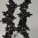 Handmade Rhinestones on lace Applique Sewing Beads Sequins Trim Patches for Wedding Dress Accessories 1 Pair/Bag (Black)