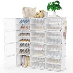 Portable Shoe Rack Shoe Organizer for Closet Entryway 48 Pairs Shoe Rack Organizer with Doors Shoe Storage Organizer Shoe Rack with Cover Shoe Organizer Cabinet Shoe Rack for Closet Entryway Bedroom