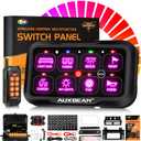 Auxbeam 8 Gang Switch Panel RC-800 RGB Wireless Remote Control Range Up to 165FT Multifunction Switch Pod 3 lighting modes with Backlit Off and Auto Dimmable for RV Offroad Waterproof 