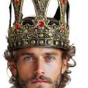 VZQI King Crown for Men Gold Crown Prince Tiara Cosplay Birthday Halloween Accessories for Adult