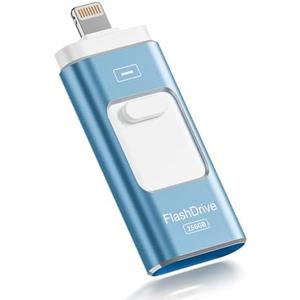 Apple MFi Certified 256GB Flash Drive for iPhone Thumb Drive Photo Stick, USB Memory Stick iPhone Flash Drive for Photos Videos, High Speed Jump Drive Compatible for iPhone/iPad/Android/PC (Blue)