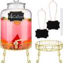 Drink Dispensers for Parties 4 Gallon Beverage Dispenser with Stand and Stainless Steel Spigot Drink Containers for Parties Jugs for Drinks Pitcher Tea Jar for Parties Lemonade Juice, Gold