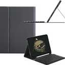 Compatible with Samsung Galaxy Tab A11 Plus 2025 / A9 Plus 2023 11 Inch Keyboard Case Detachable Bluetooth Round Key Wireless Keyboard with Pencil Holder. (Black, A11Plus / A9 Plus)