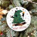 2 x Meowy Christmas Cat Ornament  Funny Ceramic Holiday Decoration with Black Cats in Christmas Tree  Cute Pet Lover Gift  Rustic Farmhouse Xmas Tree Dcor with Cats