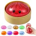 Dumpling Squishies, Glitter Dumpling Mystery Box, Colorful Dumplings Stress Balls Fidget Sensory Toy, Stocking Stuffers with Food Steamer Stretchy Desk Toys (Glitter red)
