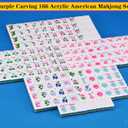 4-Layer Mahjong Tile Set 1.2-inch Rose Red 166 American Mahjong Tile Set with 4PCS Mahjong Racks with Pushers