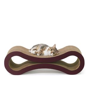 BOWHAUS Infinity Cat Scratcher Lounger, Reversible Scratcher, Infinity Cat Cardboard Scratcher, Large Cat Scratching Pad, Scratching Board, Scratcher Lounge Bed for Indoor Cats, Brown