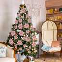 Geosar 36 Pcs 3 Size Christmas Poinsettia Flowers 3'' 4'' 6'' Tree Decorations Glitter Faux Flowers Xmas Artificial Poinsettia Ornaments New Year for Party Favor(Rose Gold)