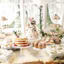 GENMOUS 8", 10", 12" Rustic Farmhouse Cake Stand, Decorative Wooden Beaded Cake and Cupcake Stand Combo for Birthday Party Decor, 3 Tiered Dessert Table Display Set for Wedding, Baby Shower, White