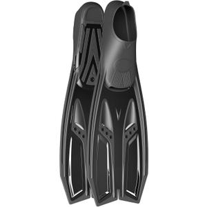 Greatever Snorkel Fins with Full Foot Pocket Durable Long Diving Fins Professional Snorkel Gear for Snorkeling Diving Freediving Adults Men Women (L/ US Man 10-11 Lady 12-13/ EU 44-45, Black)