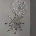 Hicarer 4pcs 3D Silver Metal Starburst Wall Decor Bling Crystal Wall Art Cast Iron Rhinestones Sunburst Decor Jeweled Hanging Glitter Diamond Accents Home Decorative for Living Room Bedroom Entryway