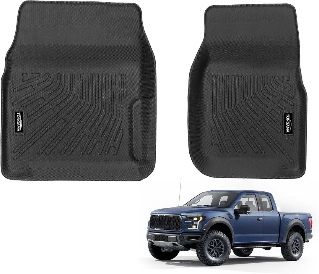 Tongama-Floor Mats for 1980-1996 Ford Bronco/F-150, 1980-1997 F-250/F350, All Weather TPE Floor Liners Protectors Interior Waterproof Accessories