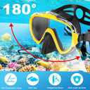 Snorkeling Gear for Adults, Dry Top Snorkel Set with Panoramic Anti-Leak and Anti-Fog Tempered Glass Lens, Adjustable Snorkeling Set for Scuba Diving Swimming Training Snorkel Kit