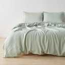 100% Pure European Flax Linen Duvet Set - 3 Pc King Size Duvet Cover with Shams - Breathable for Hot Sleepers, Durable Bedding Set - Corner Ties & Zipper Closure (King/California King, Eucalyptus)