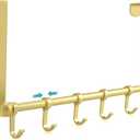 MGahyi Over The Door Hooks Hanger, Moving 6-Hooks,Over Door Towel Rack,Door Coat Hanger, Upgraded Long Arms for Bathroom Accessories (Gold)