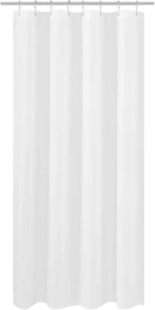 N&Y HOME RV Shower Curtain Liner Fabric 47 x 64 inches, Hotel Quality, Washable, Water Repellent, White Bathroom Curtains with Grommets, 47x64