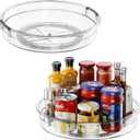 LAMU 2 Pack 12 Inch Lazy Susan Organizer Turntable for Cabinet, with High Edges to Prevent Falling, Large Clear Lazy Susan for Kitchen, Pantry, Refrigerator, Countertop, Table, Bathroom