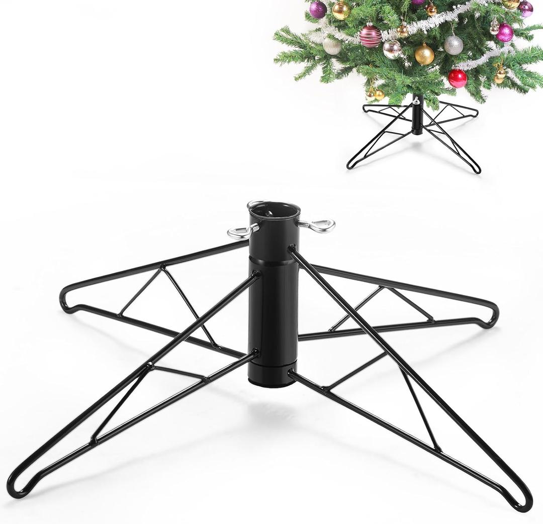 Barydat Christmas Tree Stand for Artificial Tree Steel Bar Xmas Tree Base Folding Replacement Tree Holder Base for Christmas Winter Holiday New Year Artificial Tree Decorations (Dark Green,22 Inch)
