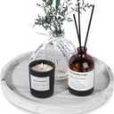 Silicone Bathroom Tray Round Vanity Tray Decorative Soap Holder Kitchen Countertop Organizer Coffee Table Decor for Candle, Perfume, Plant, 9 Inch, Marble Grey