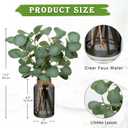 Briful Artificial Eucalyptus Stems in Black Glass Vase with Faux Water, 14" Fake Plant Eucalyptus Leaves for Home Office Farmhouse Wedding Centerpiece Décor